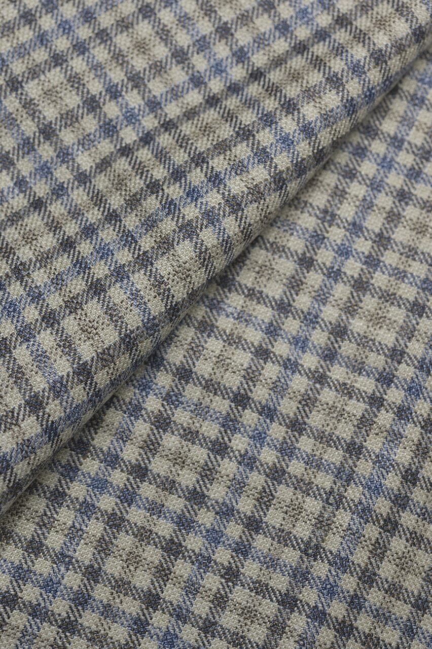 LaGondola Suit Fabric-E.Thomas GC50123 E.Thomas Blue & Brown Gunclub Jacketing