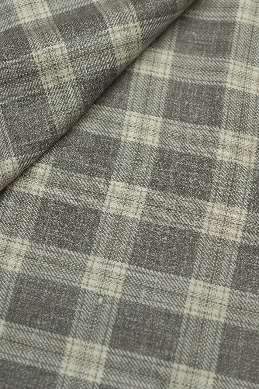 LaGondola Suit Fabric-E.Thomas GC50127 E.Thomas Taupe Plaid Jacketing