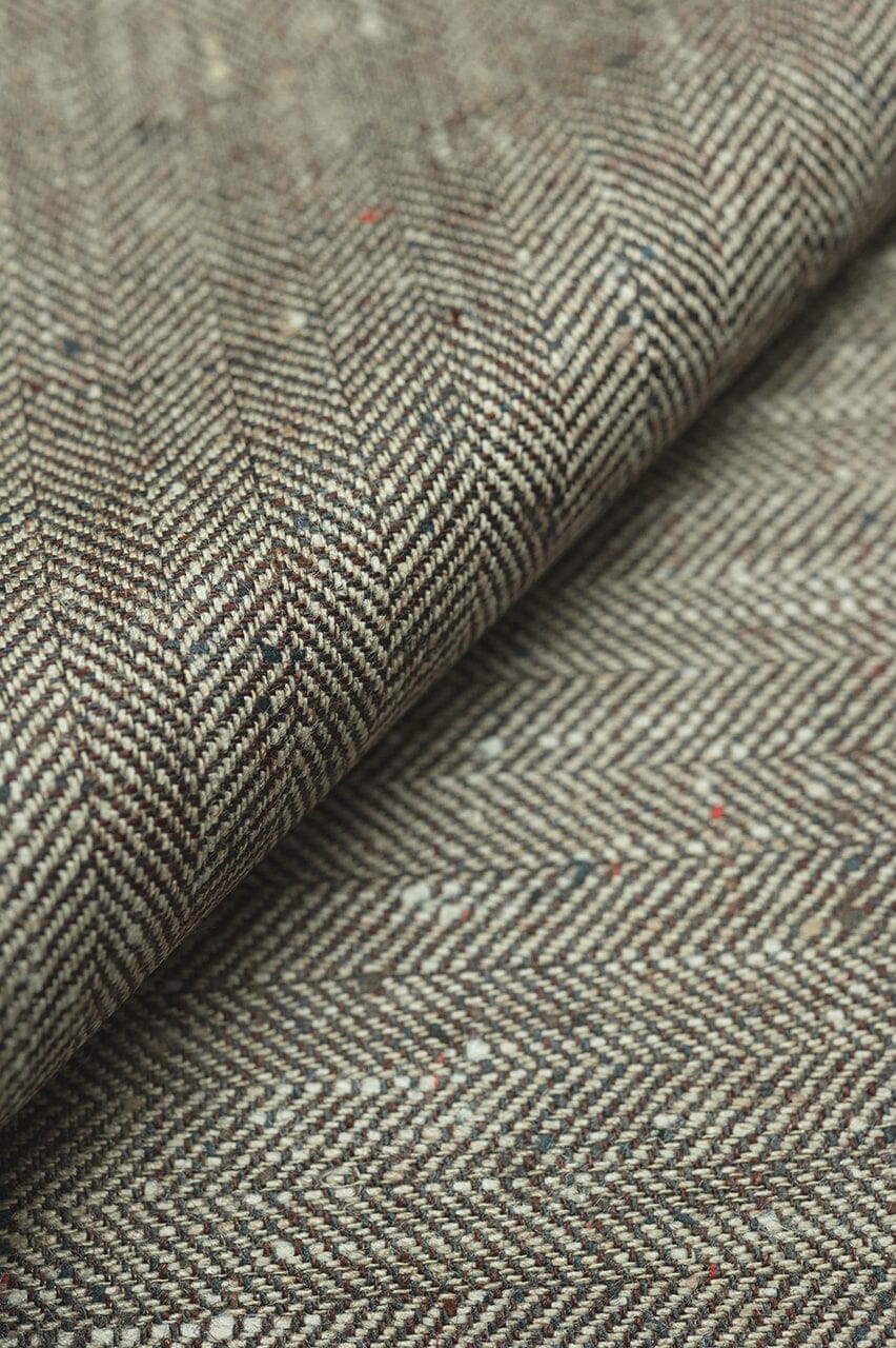 LaGondola Suit Fabric-E.Thomas GC50142 E.Thomas Brown Herringbone Jacketing