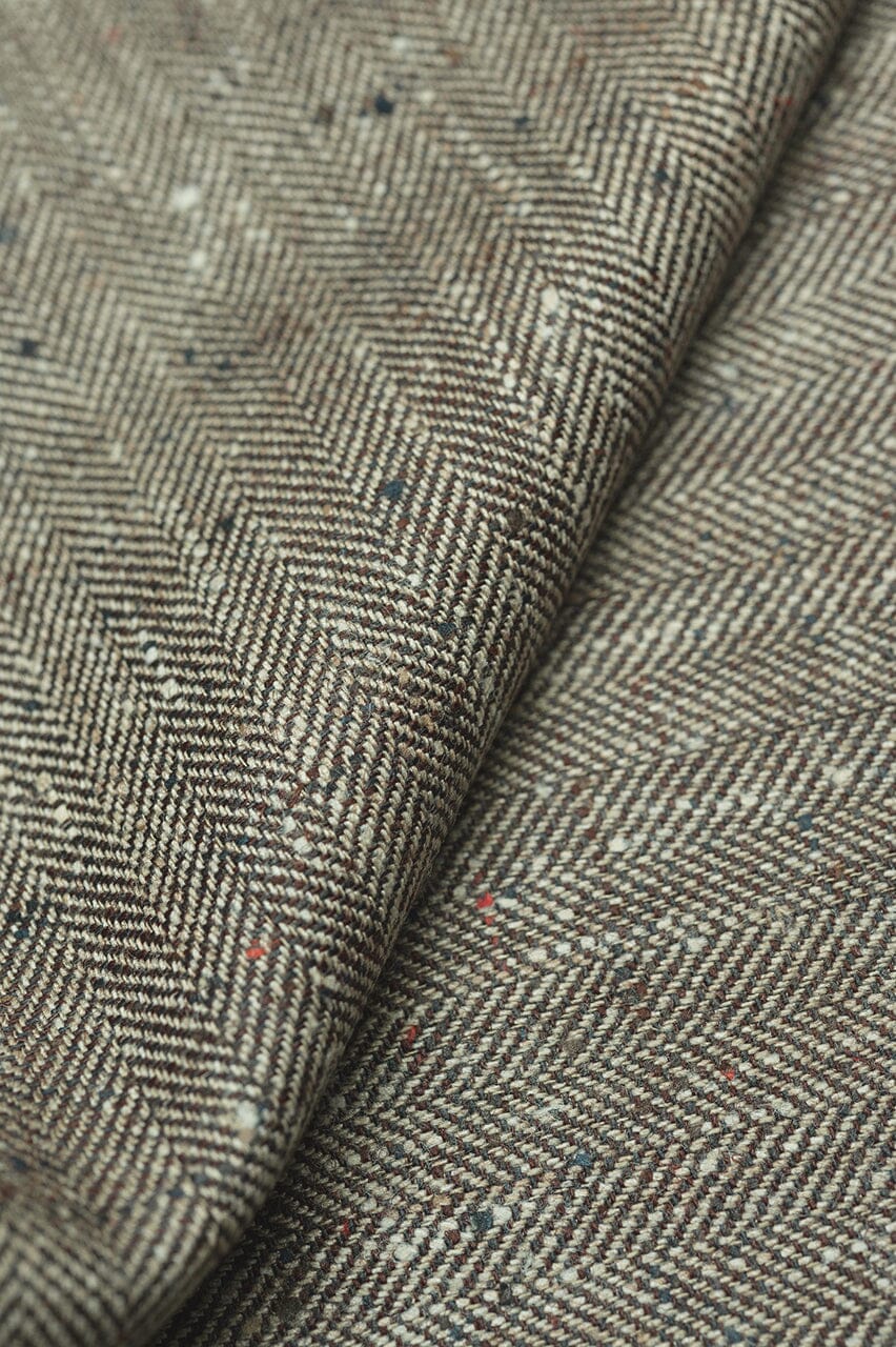 LaGondola Suit Fabric-E.Thomas GC50142 E.Thomas Brown Herringbone Jacketing