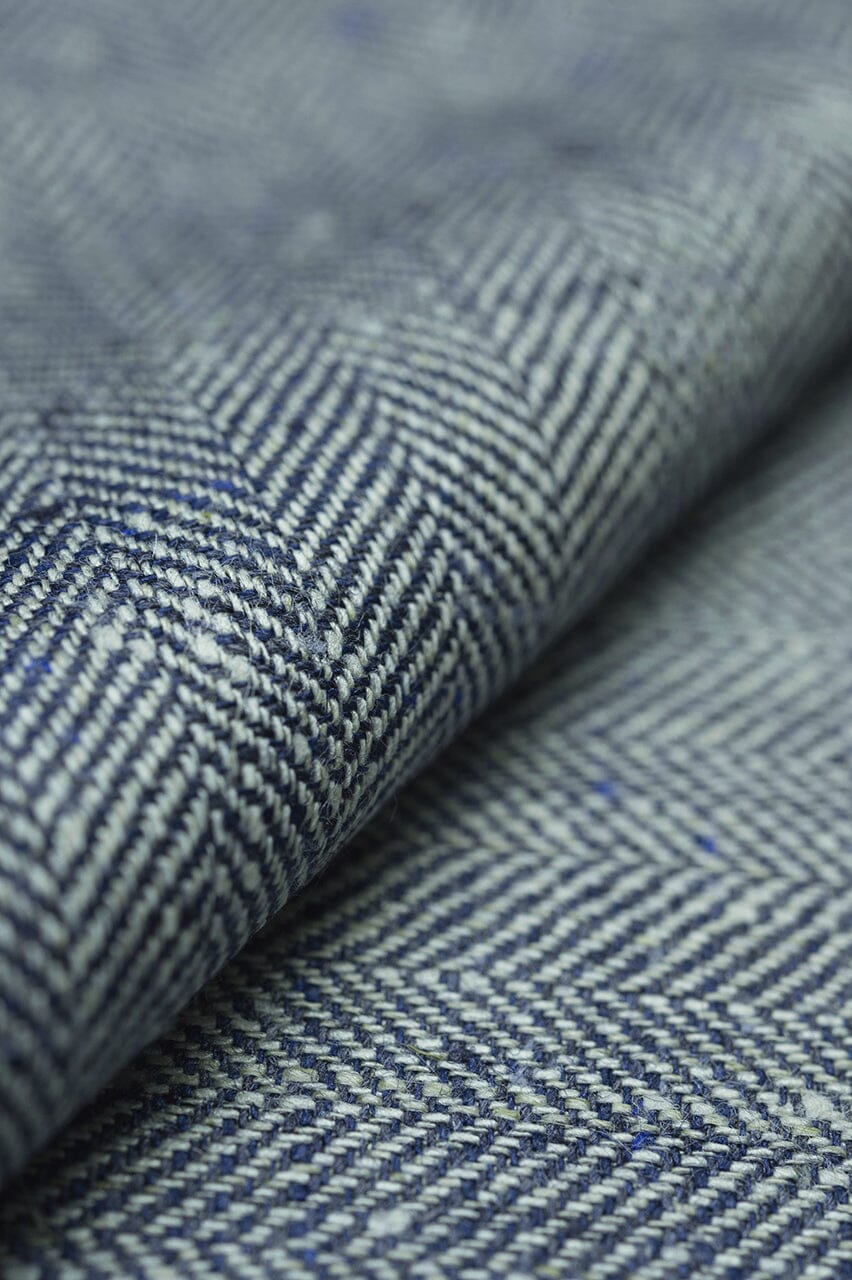 LaGondola Suit Fabric-E.Thomas GC50144 E.Thomas Blue Herringbone Jacketing