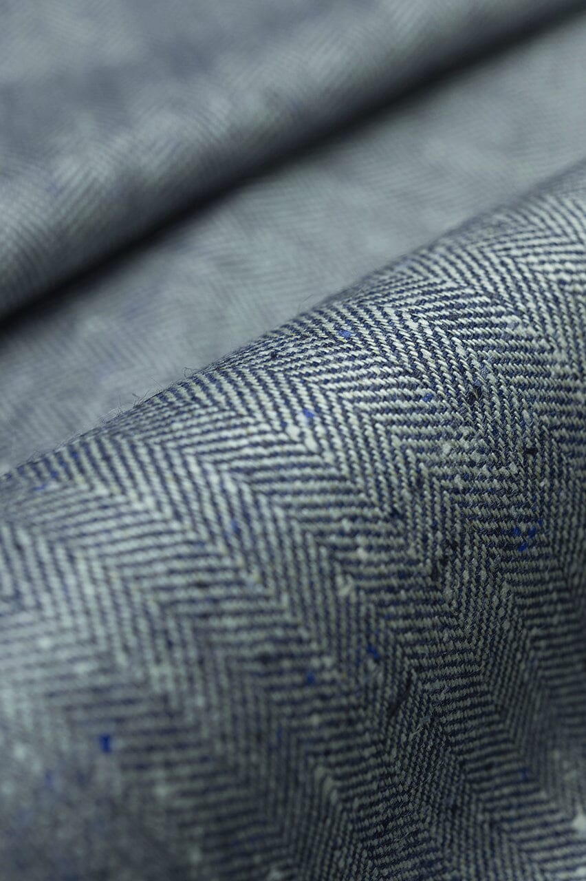 LaGondola Suit Fabric-E.Thomas GC50144 E.Thomas Blue Herringbone Jacketing