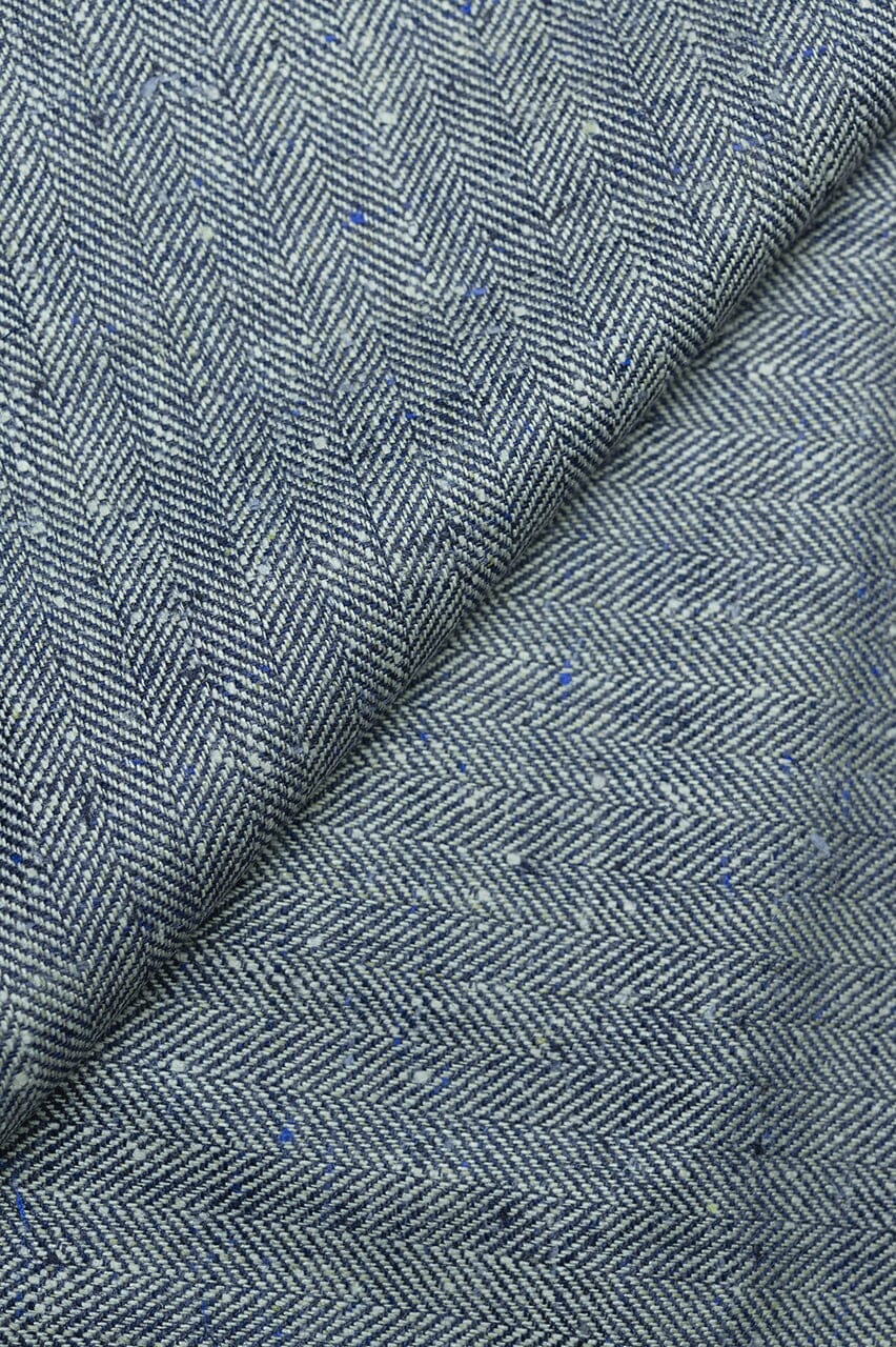 LaGondola Suit Fabric-E.Thomas GC50144 E.Thomas Blue Herringbone Jacketing