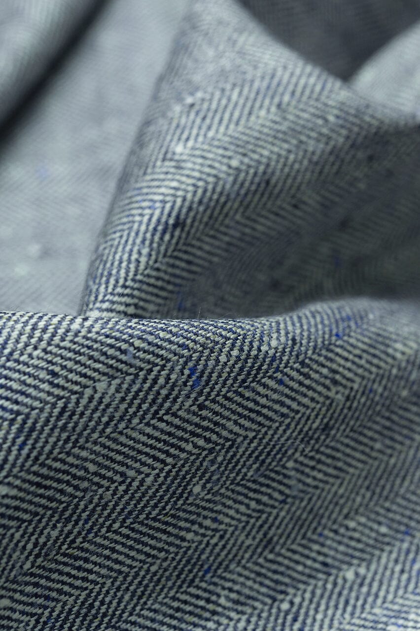 LaGondola Suit Fabric-E.Thomas GC50144 E.Thomas Blue Herringbone Jacketing