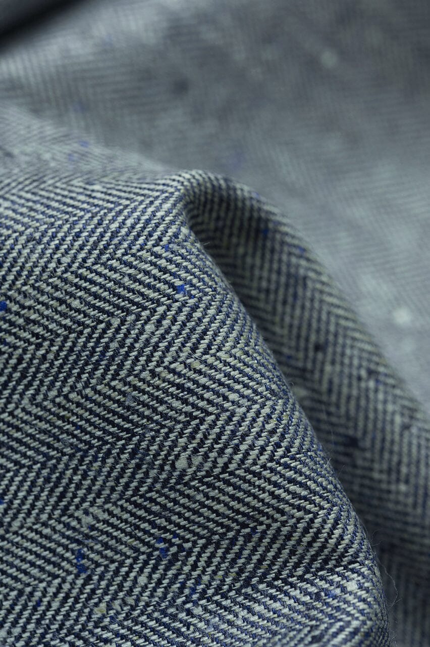 LaGondola Suit Fabric-E.Thomas GC50144 E.Thomas Blue Herringbone Jacketing