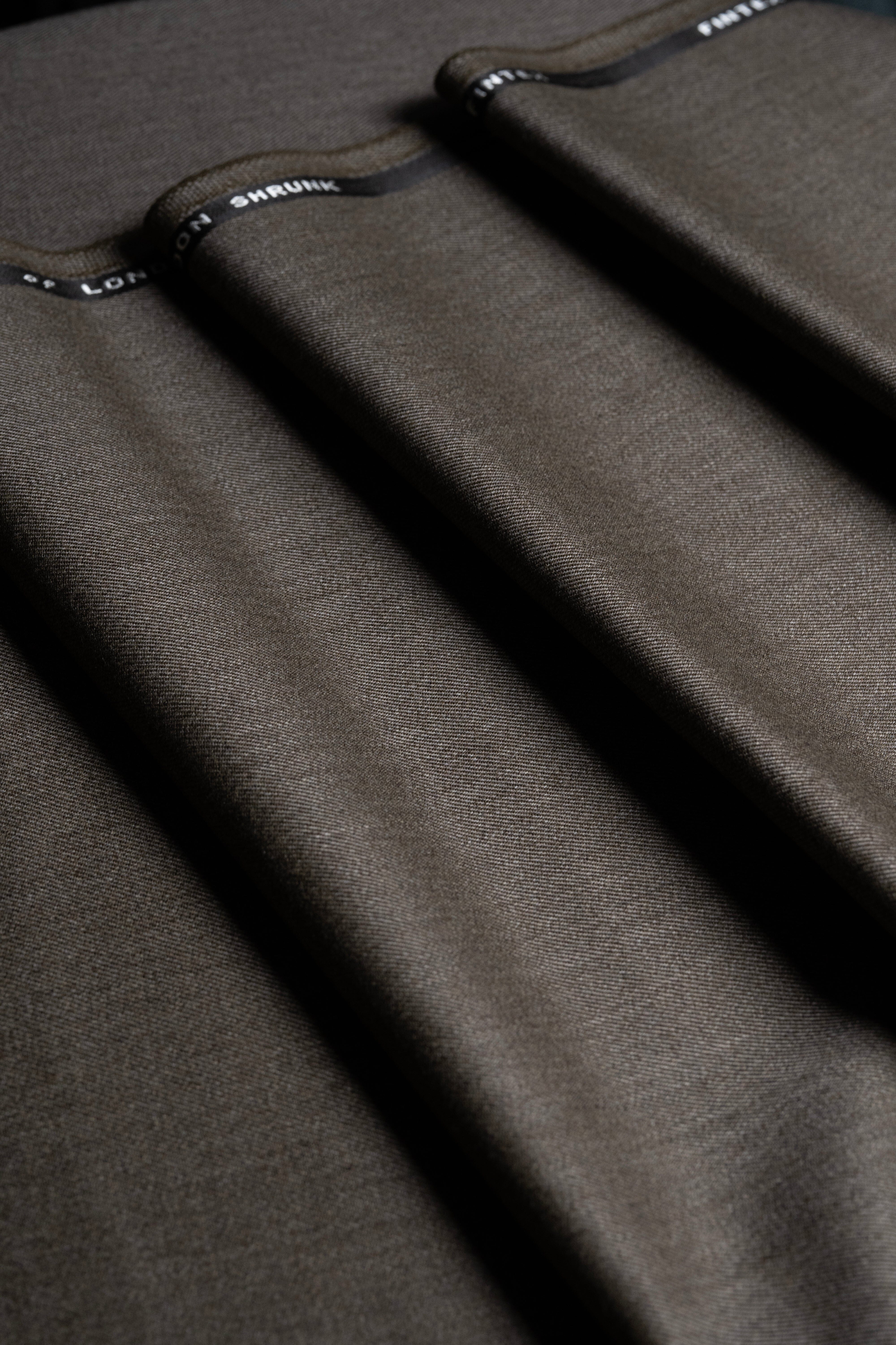 Modern Suit Fabrics-Fintex of London FS20724 Fintex of London Brown Cavalry Twill Wool Suiting-1.75m