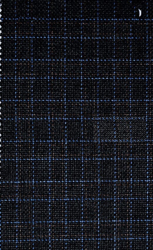 Modern Suit Fabrics-Fintex of London FS90532 Navy & Blue Check Wool Silk