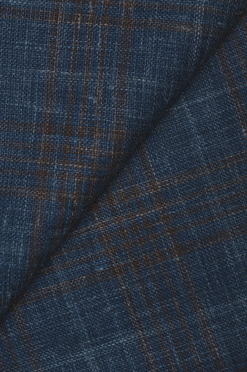 LaGondola Suit Fabric-Fratelli Tallia Di Delfino GC50118 Fratelli Tallia Di Delfino Navy & Brown Multi Plaid Jacketing