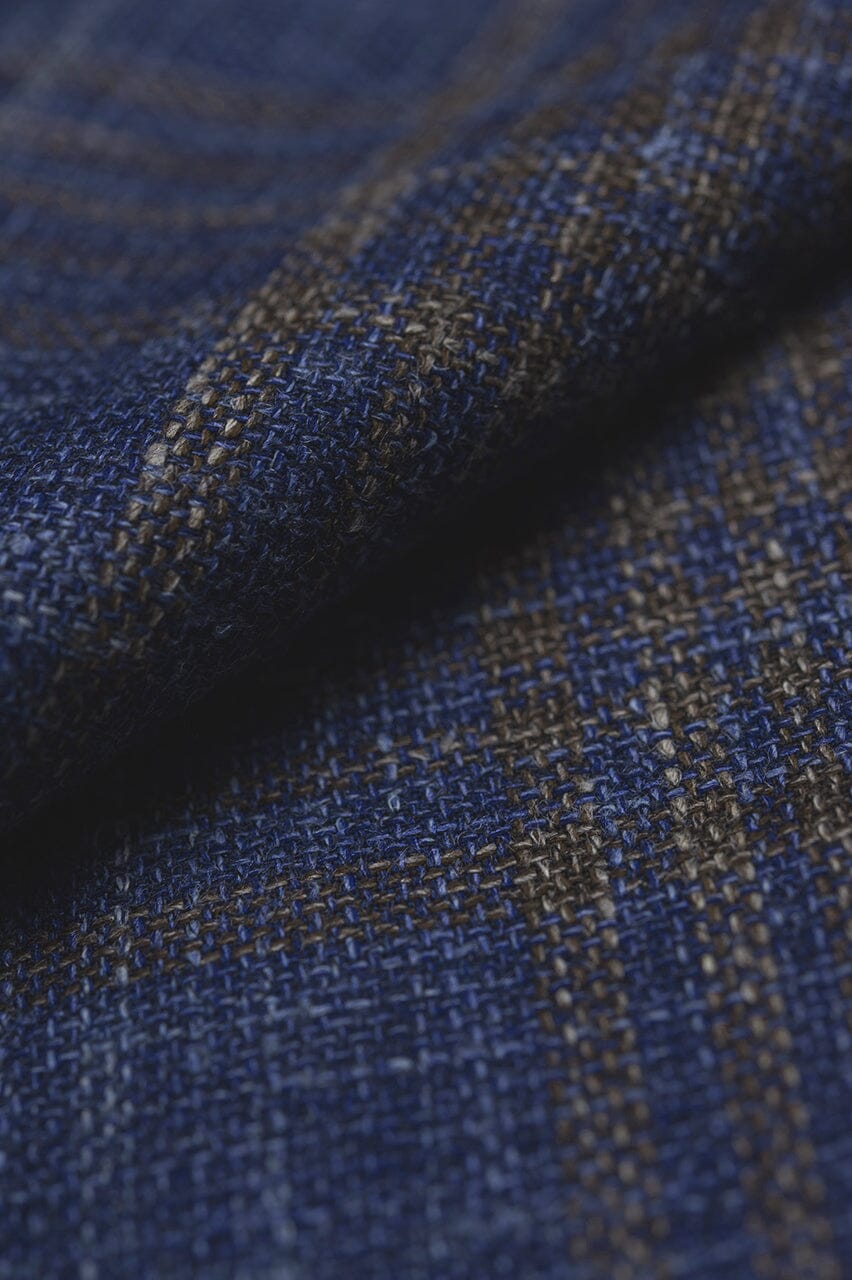 LaGondola Suit Fabric-Fratelli Tallia Di Delfino GC50118 Fratelli Tallia Di Delfino Navy & Brown Multi Plaid Jacketing