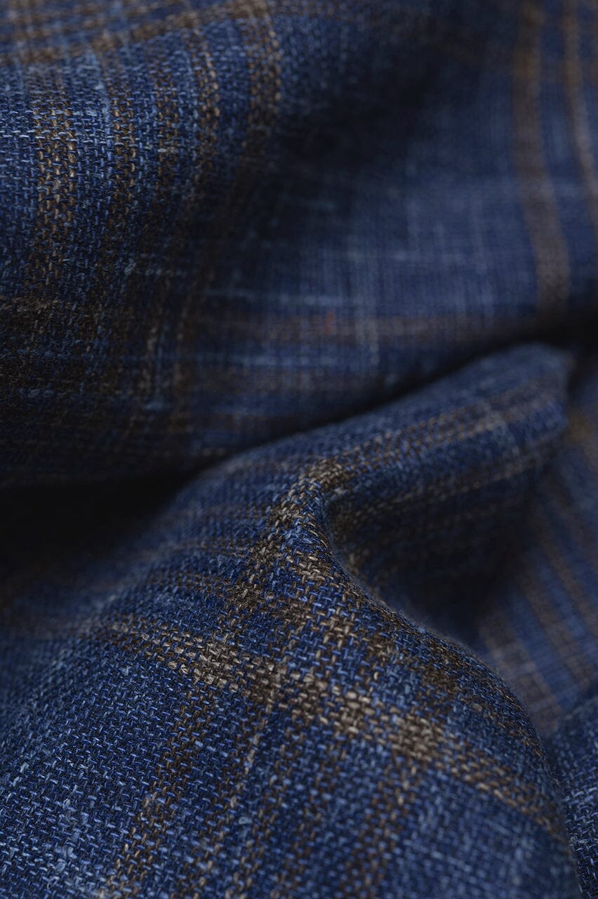 LaGondola Suit Fabric-Fratelli Tallia Di Delfino GC50118 Fratelli Tallia Di Delfino Navy & Brown Multi Plaid Jacketing