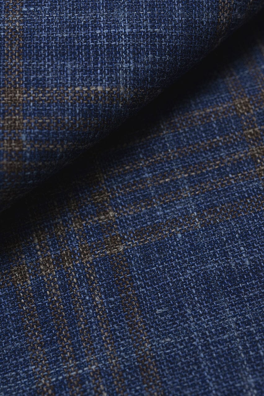 LaGondola Suit Fabric-Fratelli Tallia Di Delfino GC50118 Fratelli Tallia Di Delfino Navy & Brown Multi Plaid Jacketing