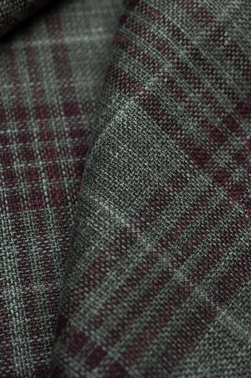 LaGondola Suit Fabric-Fratelli Tallia Di Delfino GC50119 Fratelli Tallia Di Delfino Taupe & Red Multi Plaid Jacketing