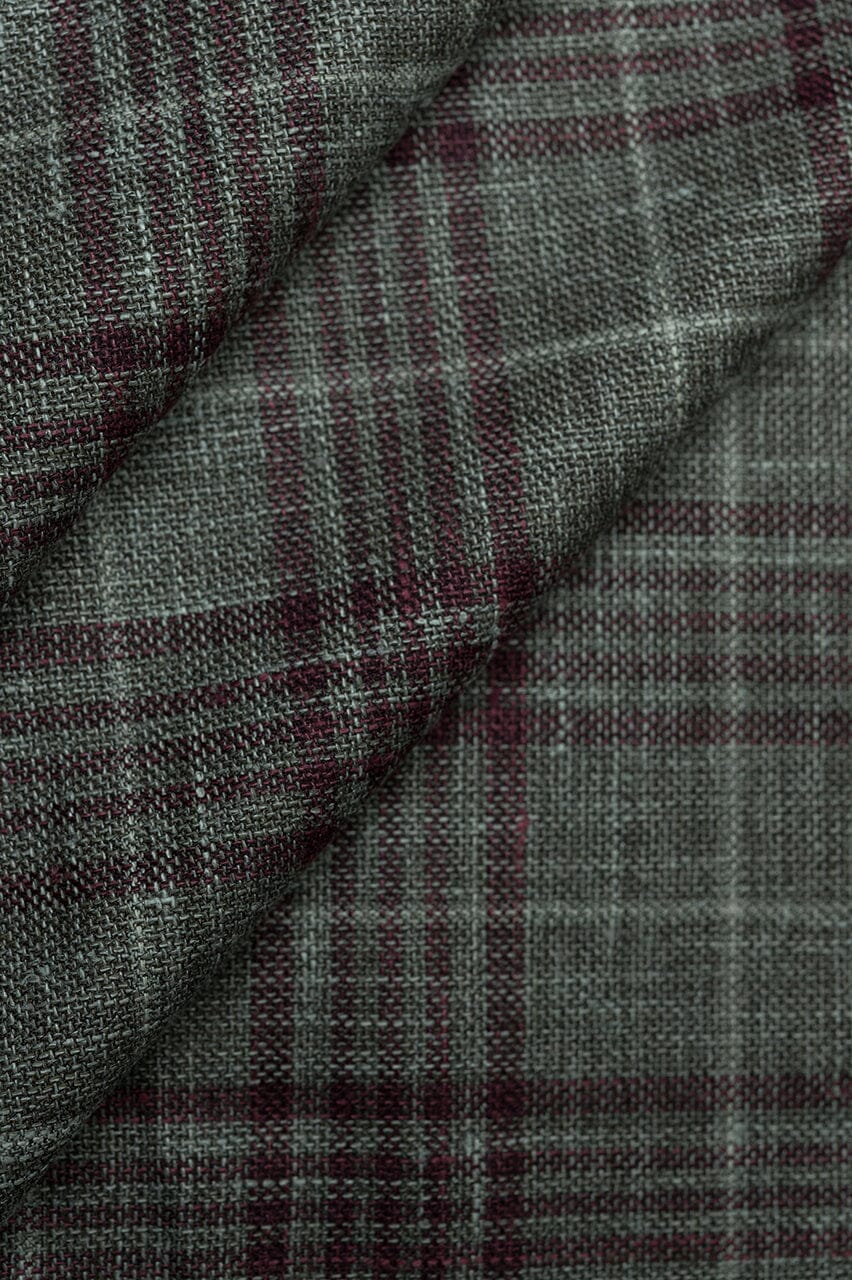 LaGondola Suit Fabric-Fratelli Tallia Di Delfino GC50119 Fratelli Tallia Di Delfino Taupe & Red Multi Plaid Jacketing