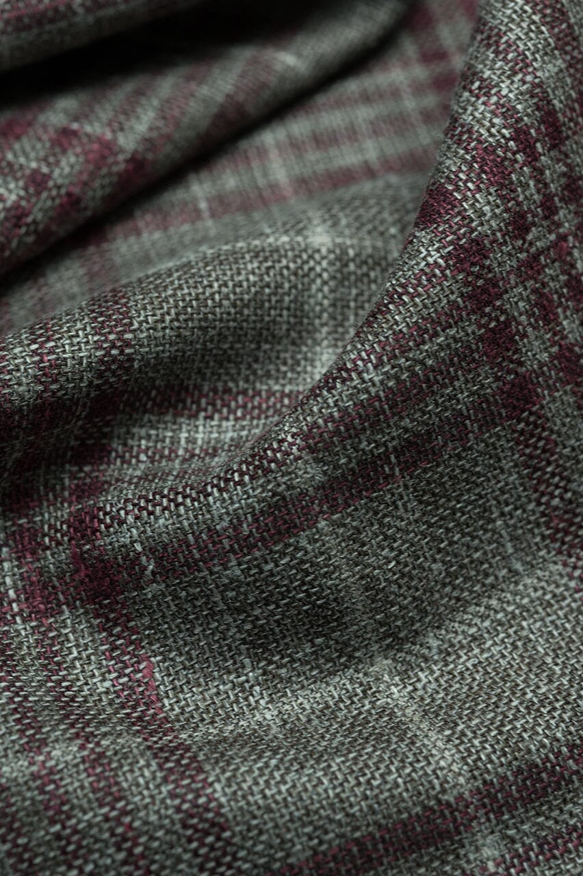 LaGondola Suit Fabric-Fratelli Tallia Di Delfino GC50119 Fratelli Tallia Di Delfino Taupe & Red Multi Plaid Jacketing