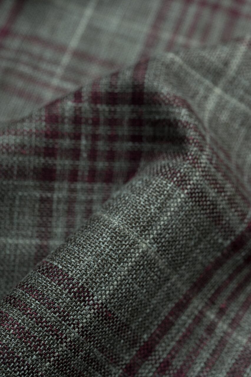 LaGondola Suit Fabric-Fratelli Tallia Di Delfino GC50119 Fratelli Tallia Di Delfino Taupe & Red Multi Plaid Jacketing