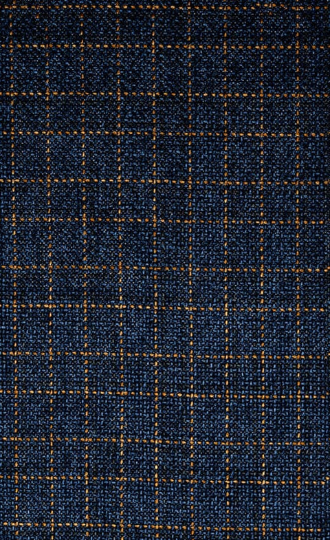 FS90531 Blue & Gold Check Wool Silk (Price per0.25m)