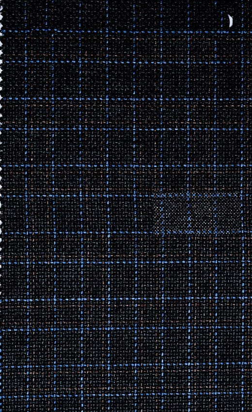 FS90532 Navy & Blue Check Wool Silk (Price per0.25m)