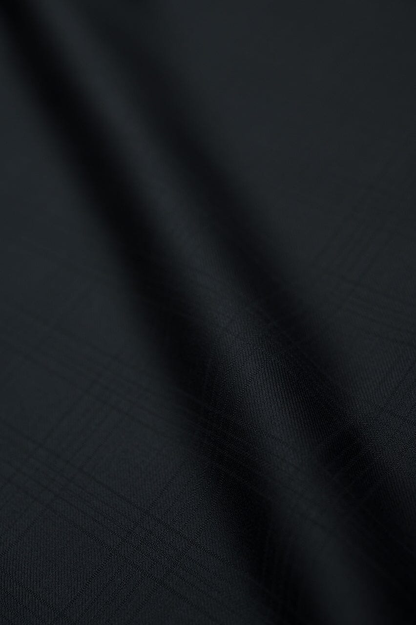 GC39455 Ink Black Windowpane 130's Suiting (Price Per 0.25m) Modern Loro Piana
