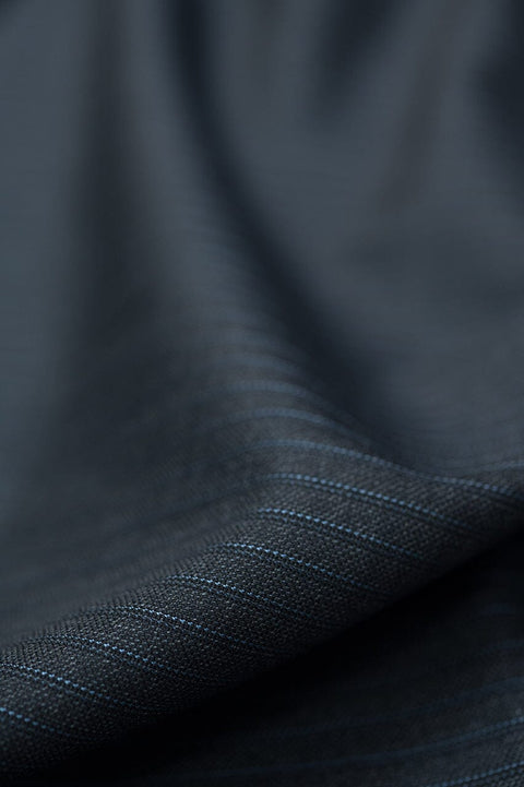 GC39460 Charcoal with Blue Stripe 130's Suiting (Price Per 0.25m) Modern Loro Piana