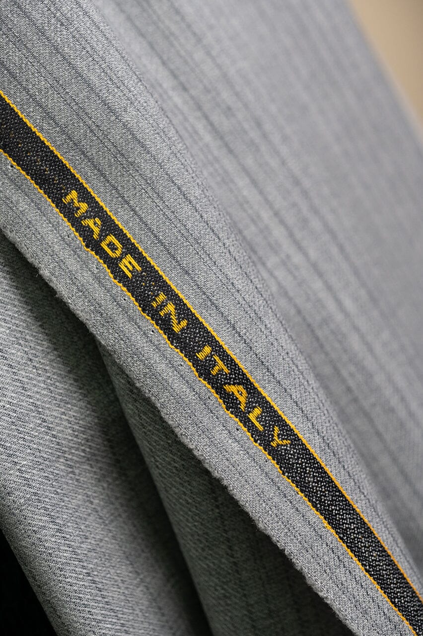 Vintage Suit Fabrics-gianni versace V23404 Light Grey Stripe Wool Suiting-3.1m