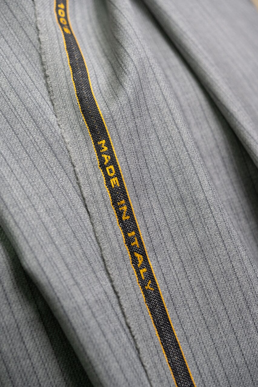 Vintage Suit Fabrics-gianni versace V23404 Light Grey Stripe Wool Suiting-3.1m