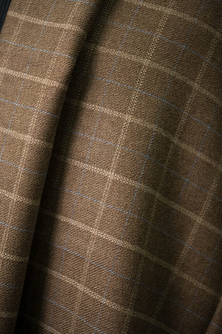 Vintage Suit Fabrics-Giorgio Vallino V23137 Brown Windowpane Wool Jacketing 1.7m