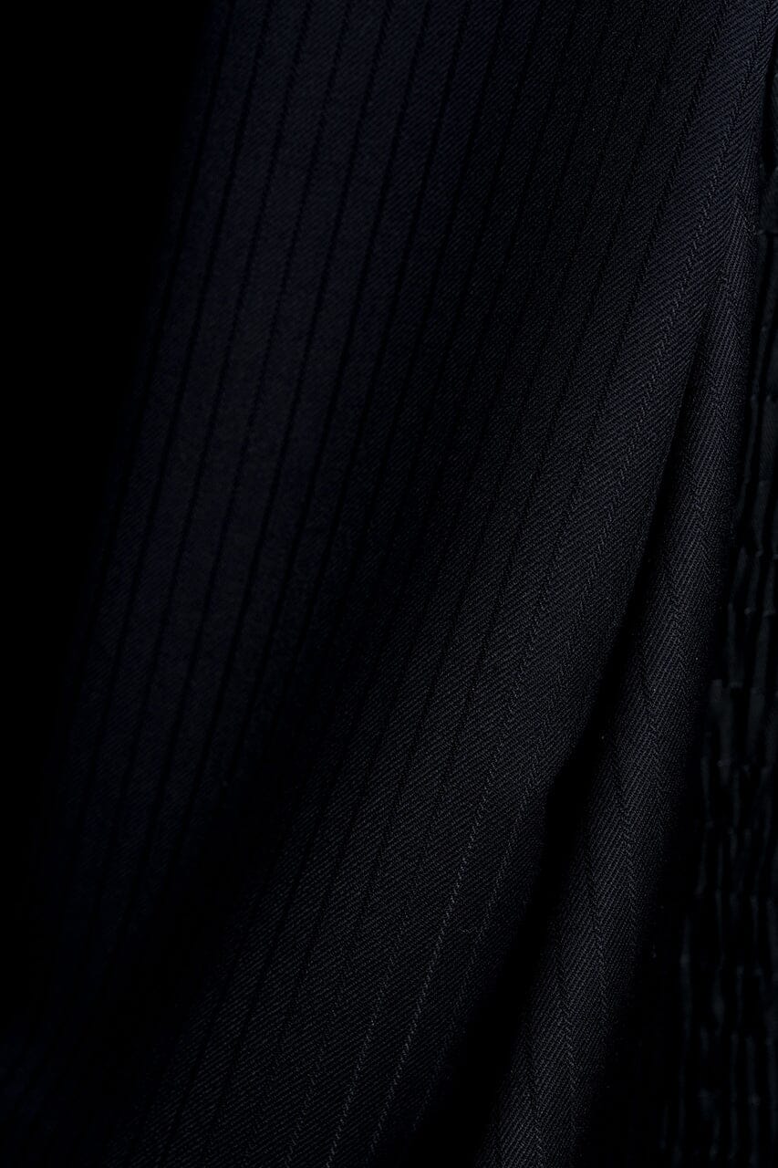 Vintage Suit Fabrics-Giovanni Valentino V23509 Giovanni Valentino Black Stripe Wool Cashmere Suiting -3.1m