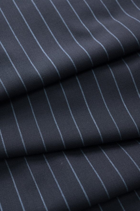 Vintage Suit Fabrics-Hield V20261 Superfine Dark Navy Stripe Suiting-2.8m