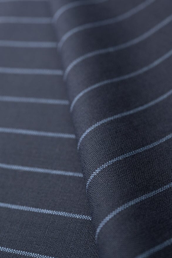 Vintage Suit Fabrics-Hield V20261 Superfine Dark Navy Stripe Suiting-2.8m