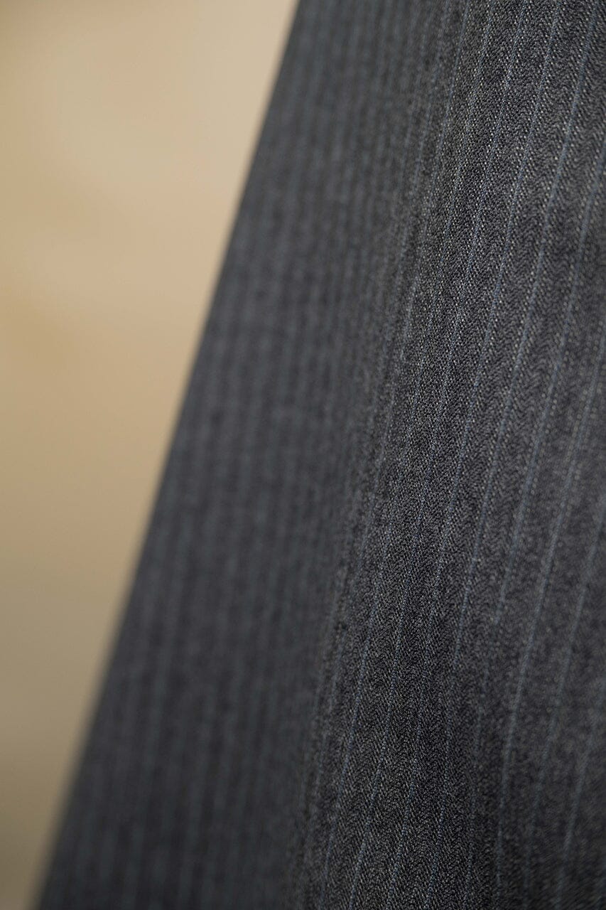 Vintage Suit Fabrics-Hield V23208 Charcoal Stripe Herringbone Wool Suiting 3.2m