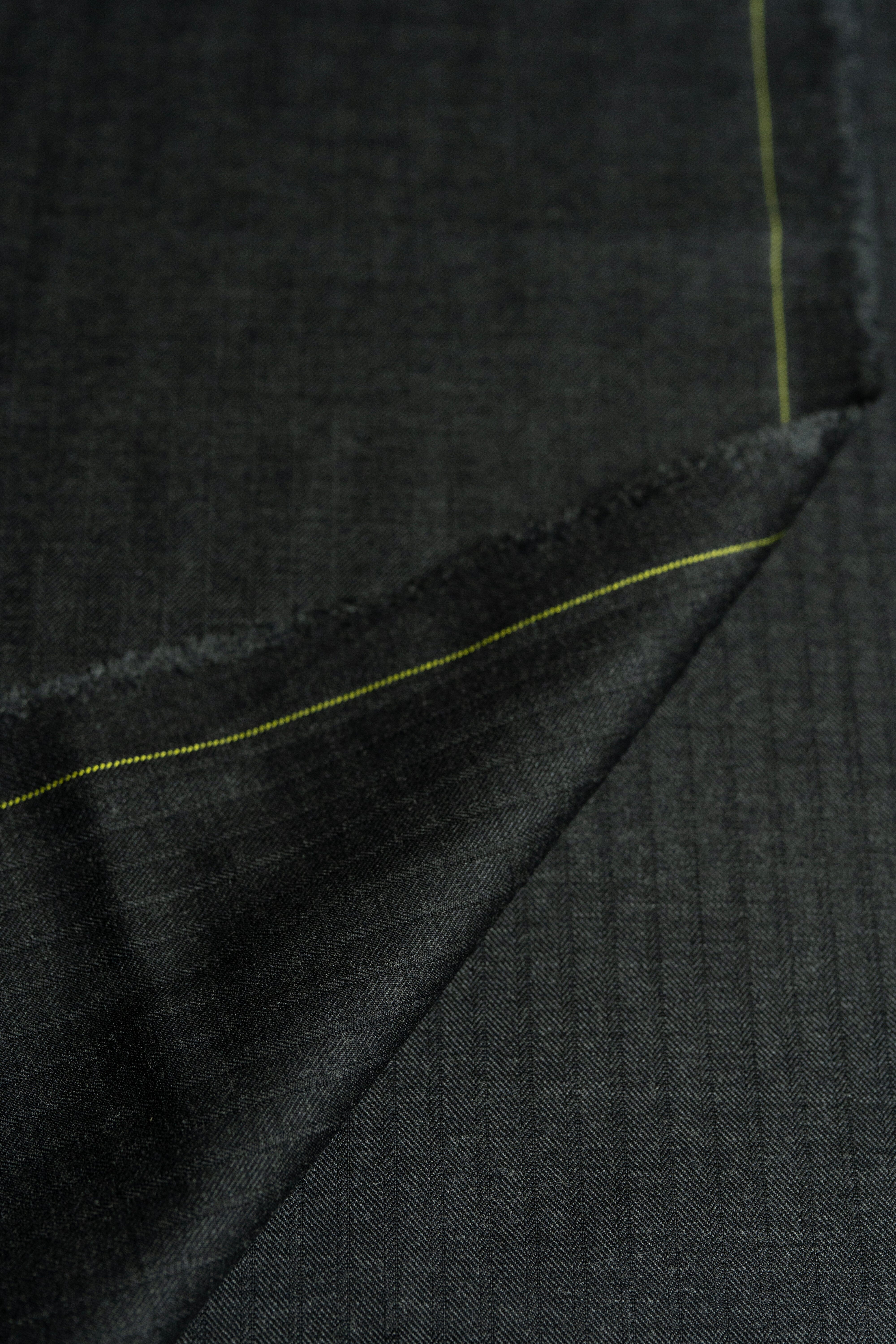 Modern Suit Fabrics-Holland & Sherry GC30246 Holland & Sherry Charcoal Herringbone Super 130's Wool Suiting - 2.9m