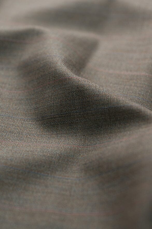 Vintage Suit Fabrics-Holland & Sherry V20301 Khaki Stripe Luxury Wool Suiting - 2.9m