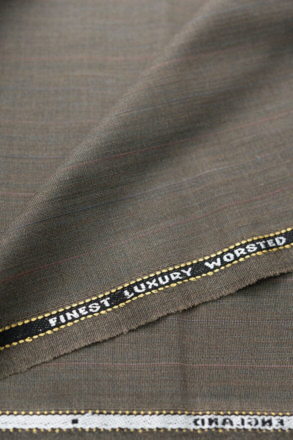 Vintage Suit Fabrics-Holland & Sherry V20301 Khaki Stripe Luxury Wool Suiting - 2.9m