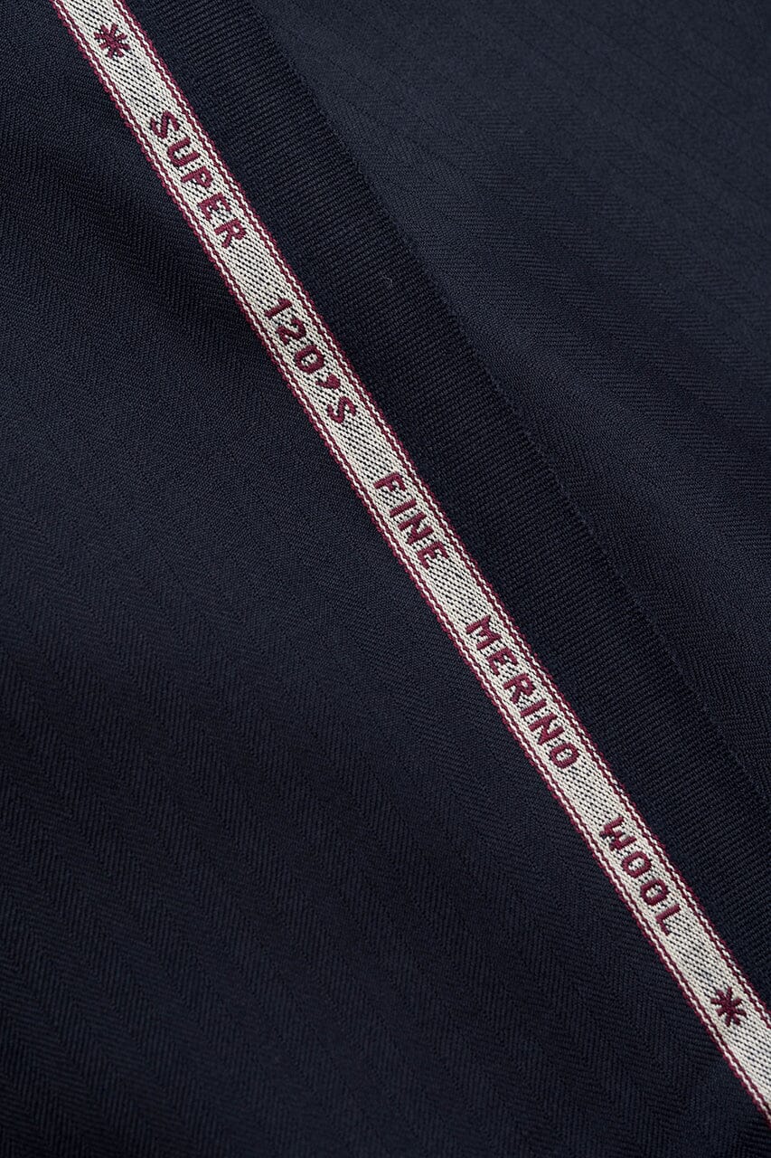 Modern Suit Fabrics-Huddersfield Cloth ZLS3726 Super 120's Dark Navy Herringbone for Suits-3.3m