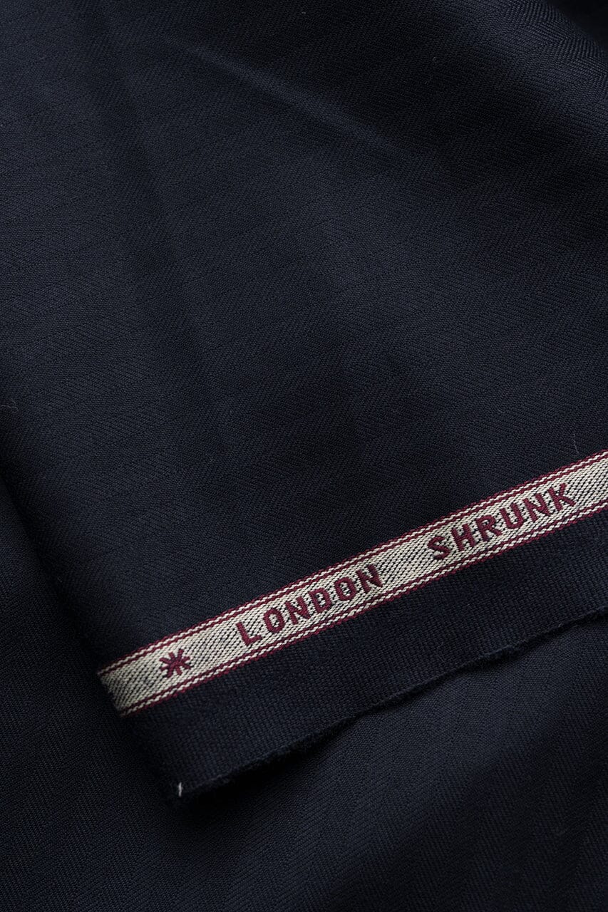 Modern Suit Fabrics-Huddersfield Cloth ZLS3726 Super 120's Dark Navy Herringbone for Suits-3.3m