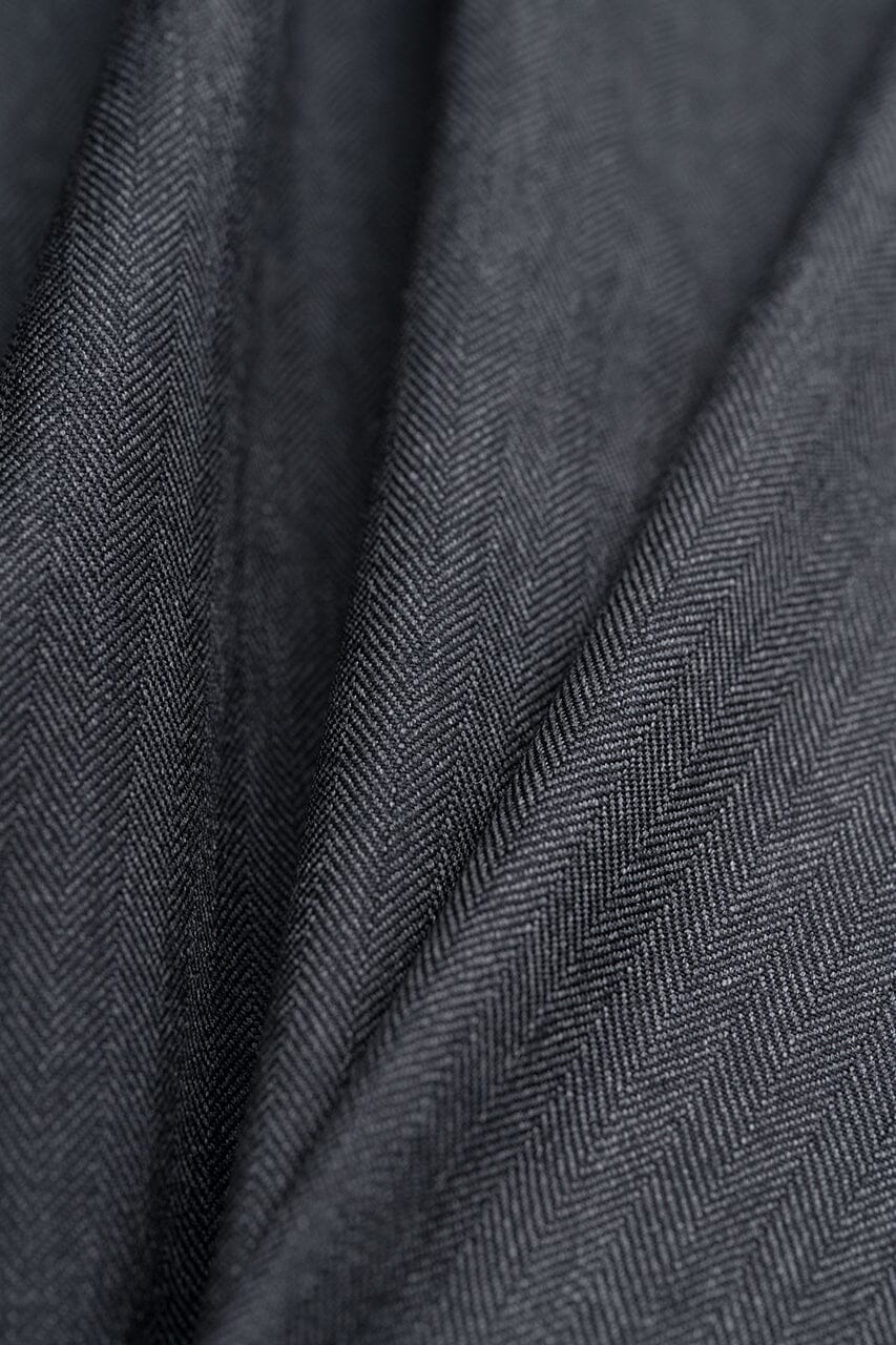 Modern Suit Fabrics-Huddersfield Cloth ZLS3728 Super 120's Charcoal Herringbone for Suits-3.5m