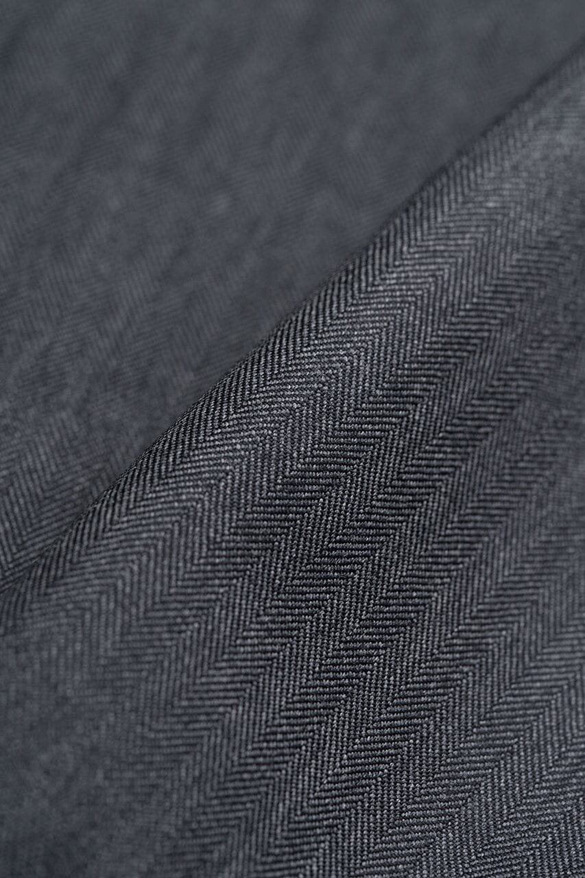 Modern Suit Fabrics-Huddersfield Cloth ZLS3728 Super 120's Charcoal Herringbone for Suits-3.5m