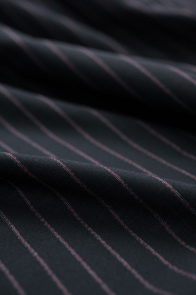 Vintage Suit Fabrics-John Cooper V20257 Red Stripe Wool-3m