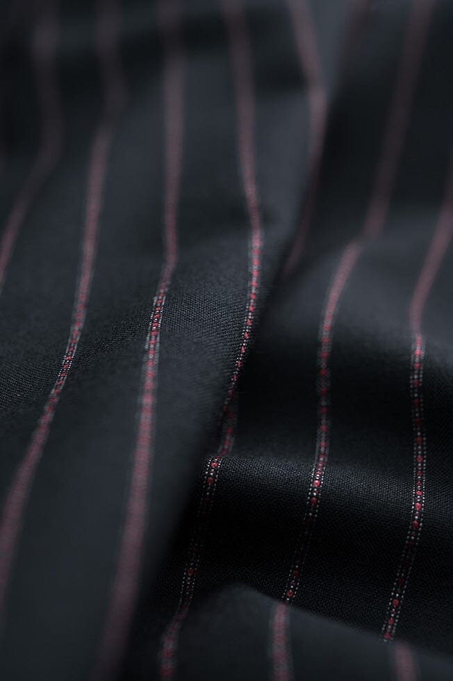 Vintage Suit Fabrics-John Cooper V20257 Red Stripe Wool-3m