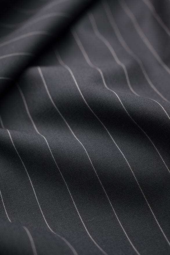 Vintage Suit Fabrics-John Cooper V20334 Black Stripe Suiting -3.1m