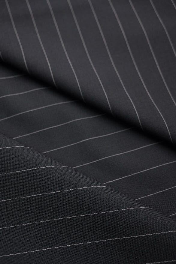 Vintage Suit Fabrics-John Cooper V20334 Black Stripe Suiting -3.1m