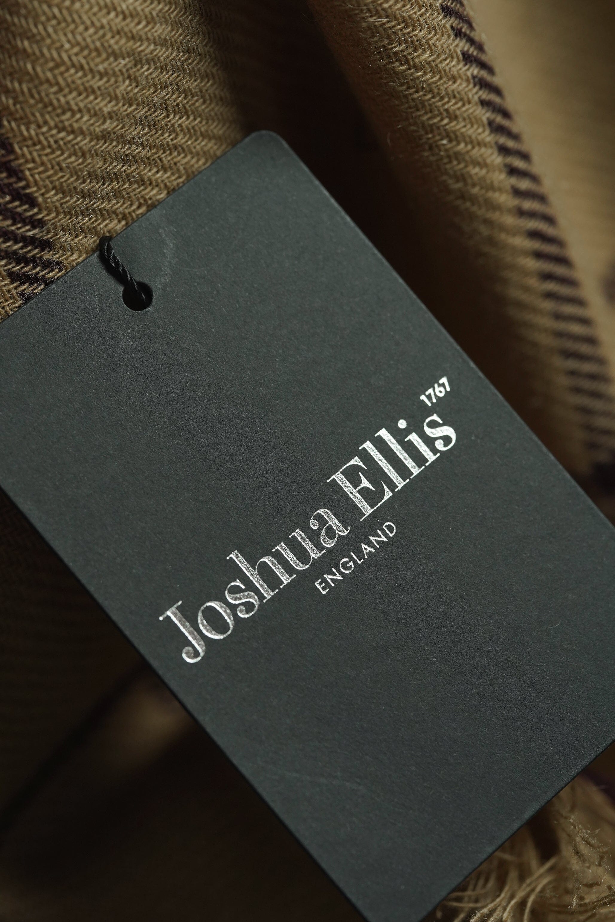 Accessories-Joshua Ellis Joshua Ellis Lightweight Cashmere Scarves in Sand Windowpane