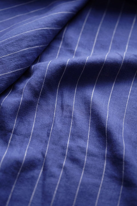L3201 Blue Stripe Irish Linen (Price per0.25m) TheKhakiClub Spence Bryson