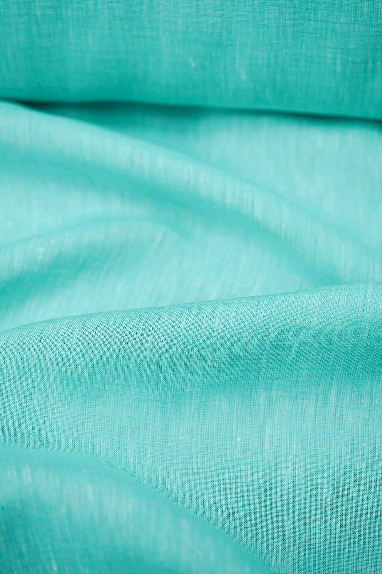 Shirt Fabrics-LaGondola Auqa Mint Linen Shirting