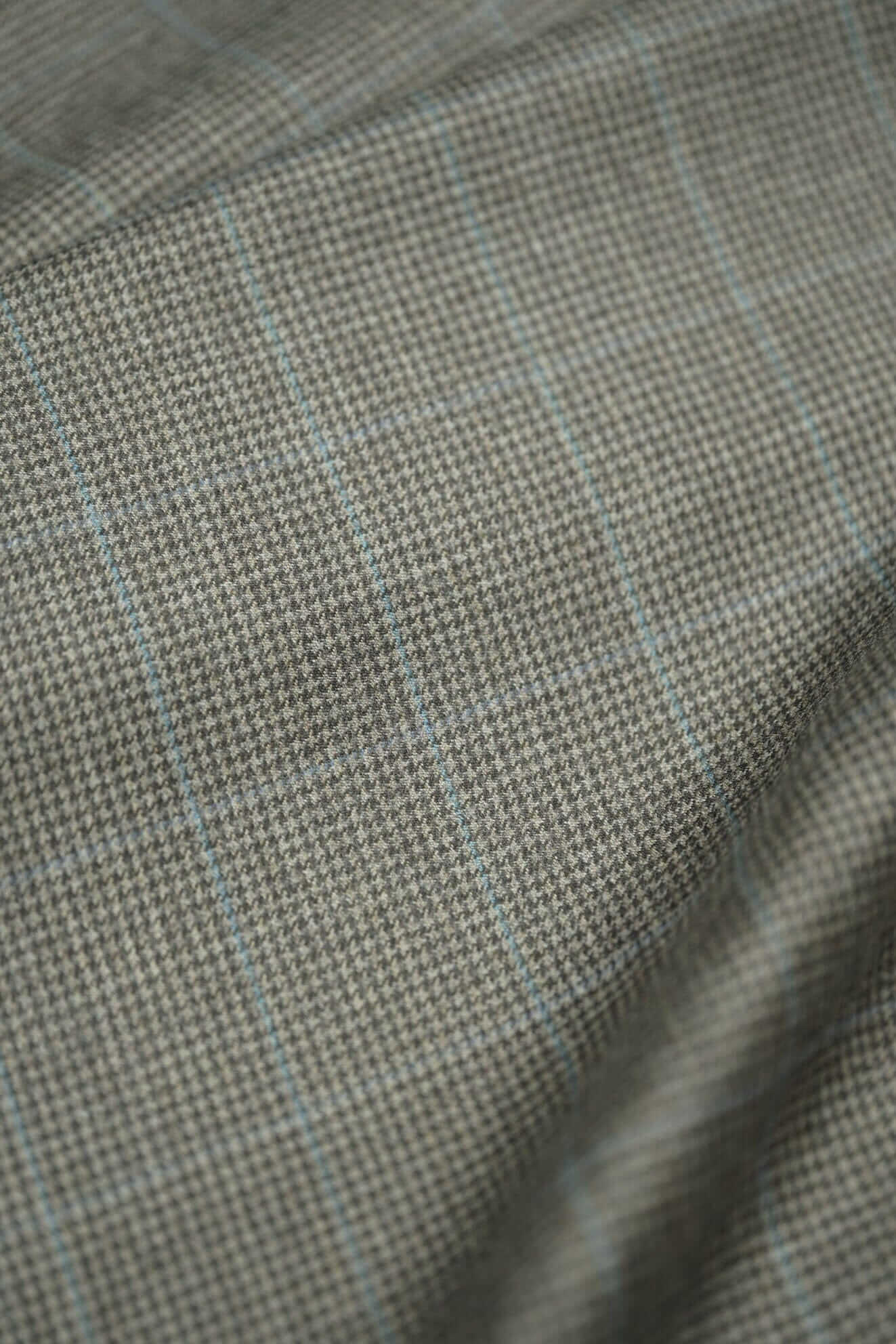 Modern Suit Fabrics-LaGondola Brown Houndstooth With Blue Windowpane