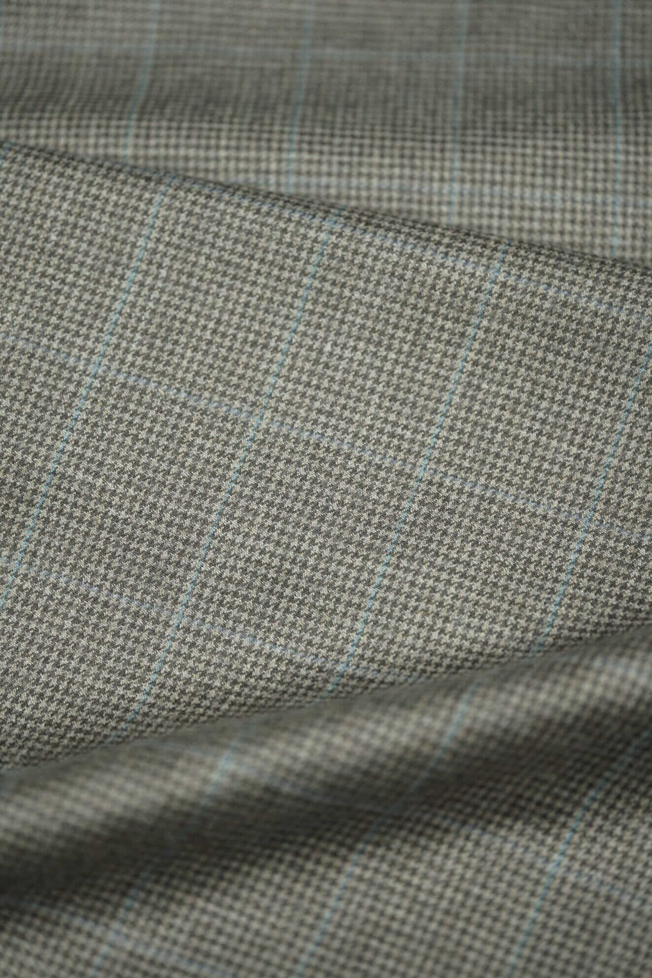 Modern Suit Fabrics-LaGondola Brown Houndstooth With Blue Windowpane