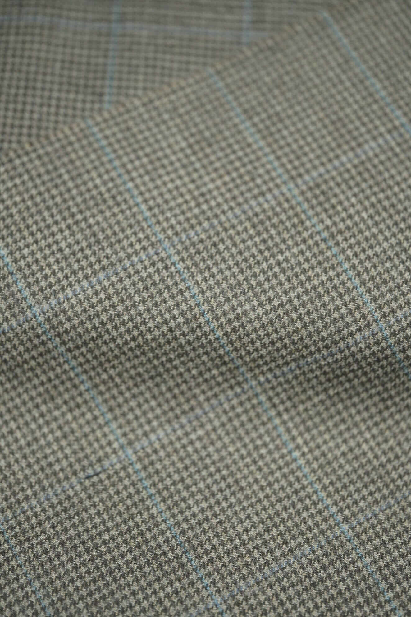 Modern Suit Fabrics-LaGondola Brown Houndstooth With Blue Windowpane