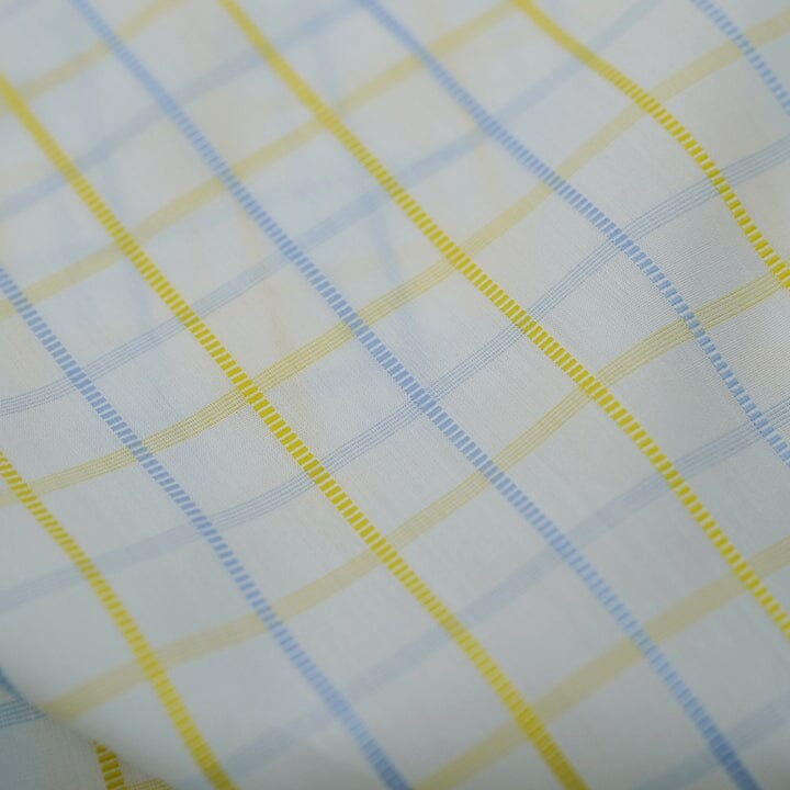 Shirt Fabrics-LaGondola C029021 Blue & Yellow Linen Cotton Shirting