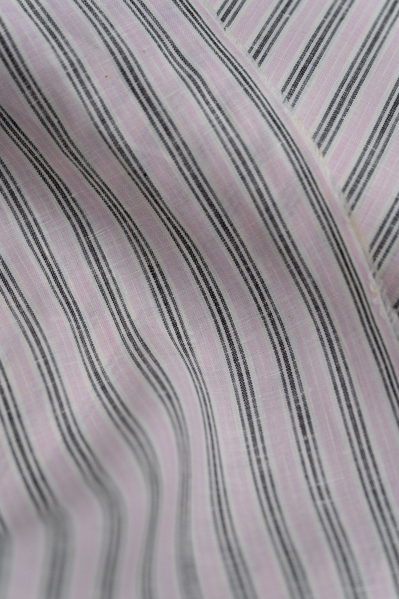 Shirt Fabrics-LaGondola Pink With Ink Stripe Linen for Shirt