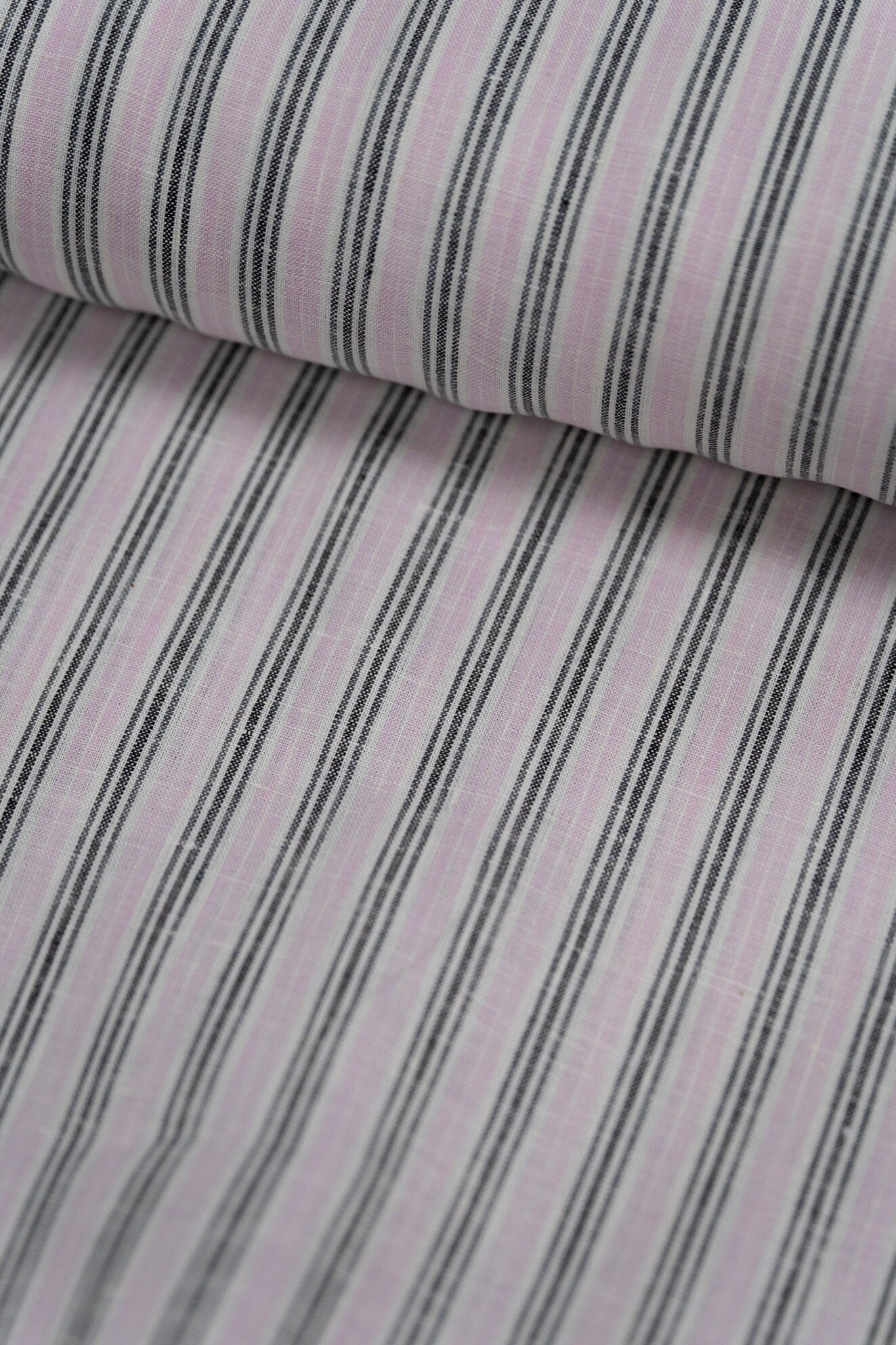 Shirt Fabrics-LaGondola Pink With Ink Stripe Linen for Shirt